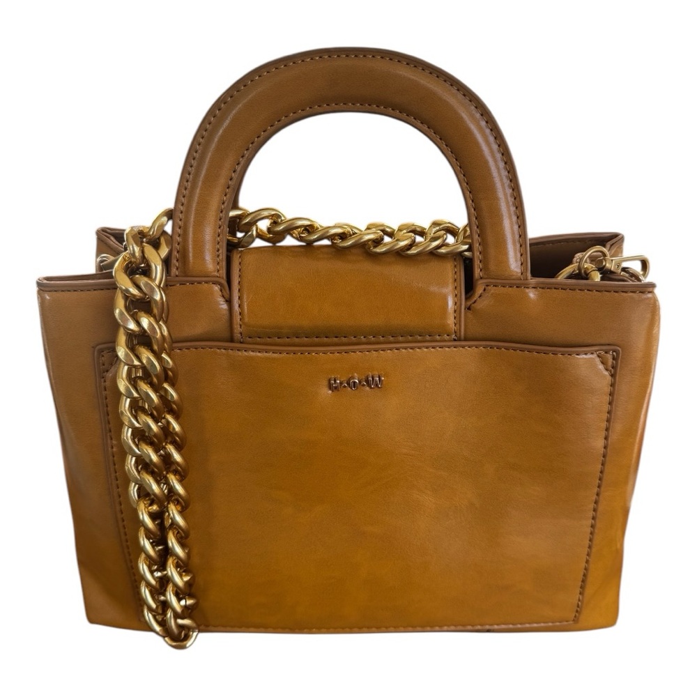 House of Want SNACK Golden Mustard Yellow Faux Leather Top Handle Bag